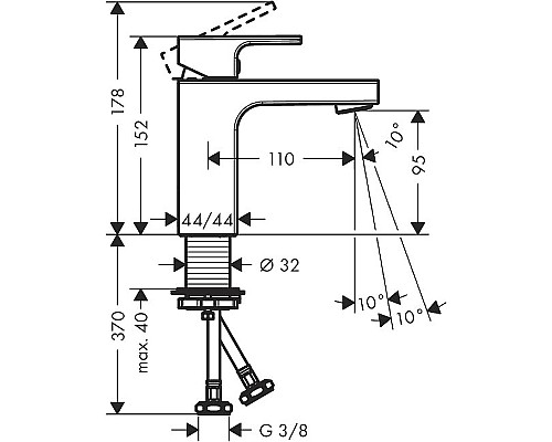 Смеситель для раковины Hansgrohe Vernis Shape 71569670 Черный матовый