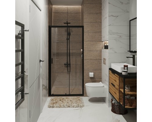 Душевая дверь Niagara Nova 130 NG-82-13AB профиль Черный стекло прозрачное