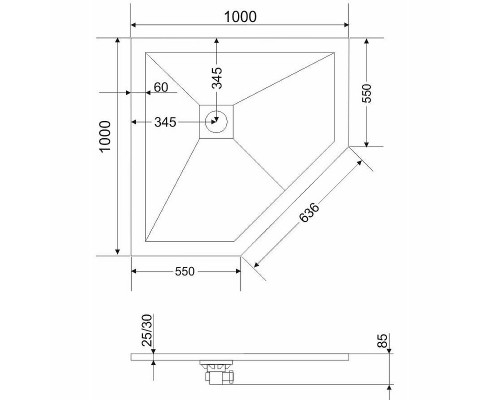 Душевой поддон из искусственного камня Grossman Strong 100x100 Графит
