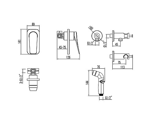 Гигиенический душ со смесителем Lemark Bronx LM3719GM Графит