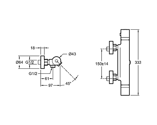 Смеситель для ванны Jacob Delafon Rivoli E24325-CP с термостатом Хром