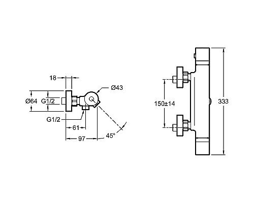 Смеситель для ванны Jacob Delafon Rivoli E24325-CP с термостатом Хром