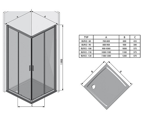 Душевая дверь Ravak Blix 1XVG0C00Z1 120 блестящий прозрачный