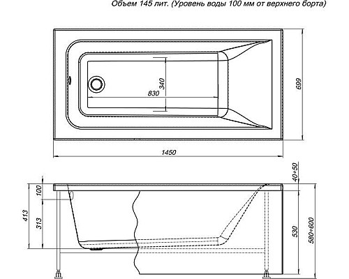 Фронтальная панель для ванны Aquanet Bright 145 239595 Фронтальная панель для ванны Aquanet Bright 145 239595
