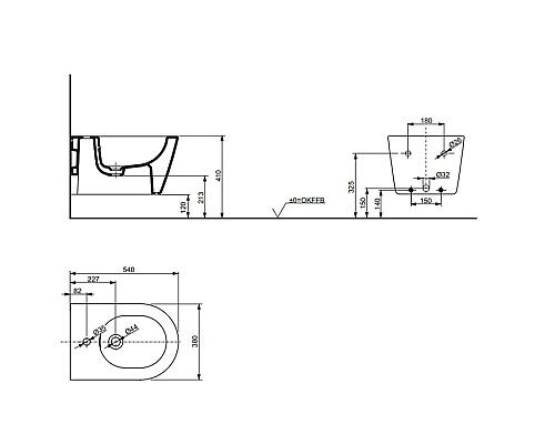 Биде Toto RP B552E#XW подвесное Белое