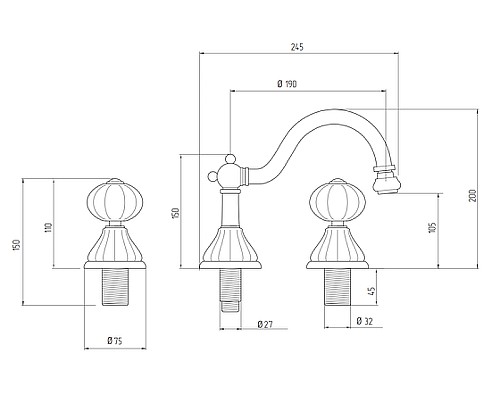 Смеситель для биде Migliore Olivia 18994 Бронза Белый