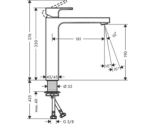 Смеситель для раковины Hansgrohe Vernis Shape 71591670 Черный матовый