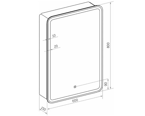 Зеркальный шкаф Sintesi Corso 60 SIN-SPEC-CORSO-60 с подсветкой Белый с сенсорным выключателем
