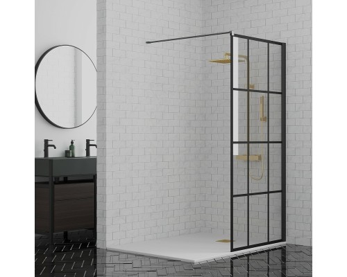 Душевая перегородка Paini 90 Walk-In 90G Черный матовый с рисунком