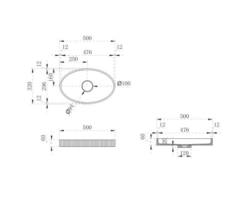 Раковина-чаша Abber Stein 50 AS2603 Белая