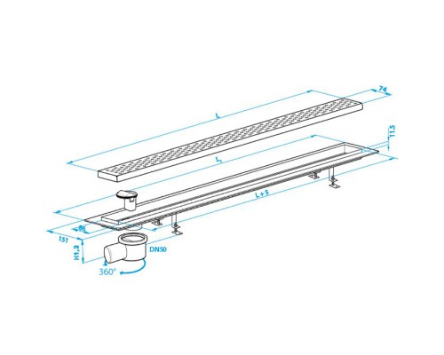 Душевой лоток PlastBrno SZK0800 с решеткой