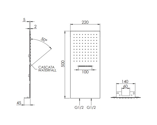 Верхний душ Remer 350UFCAX Хром
