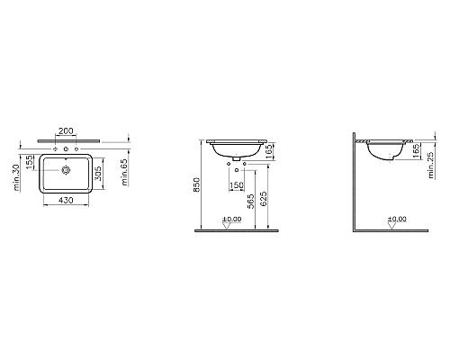 Раковина VitrA U.counter Basin 50 5474B003-0618