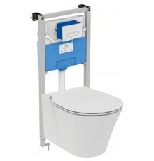 Комплект унитаза с инсталляцией Ideal Standard Connect Air с сиденьем Микролифт и клавишей смыва