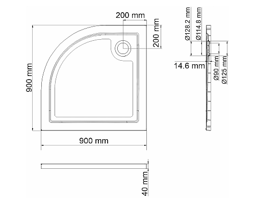 Душевой поддон из стеклопластика WasserKRAFT Salm 90x90 27T01 Белый глянец