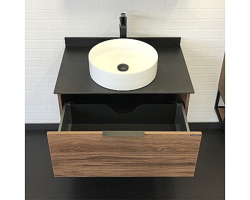 Тумба с раковиной Comforty Порто 75 00-00008926 подвесная Дуб темно-коричневый