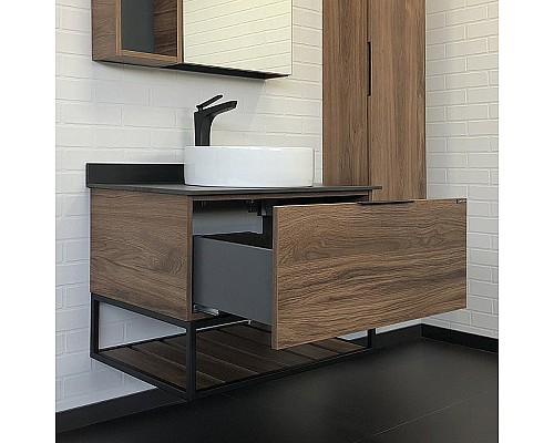 Тумба с раковиной Comforty Порто 75 00-00008926 подвесная Дуб темно-коричневый