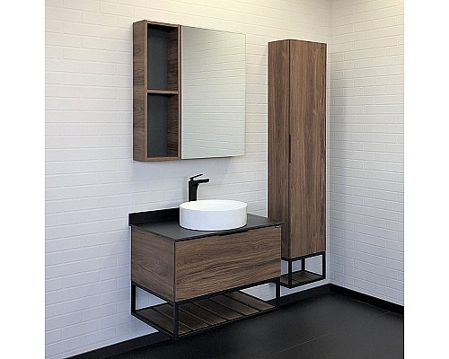 Тумба с раковиной Comforty Порто 75 00-00008926 подвесная Дуб темно-коричневый