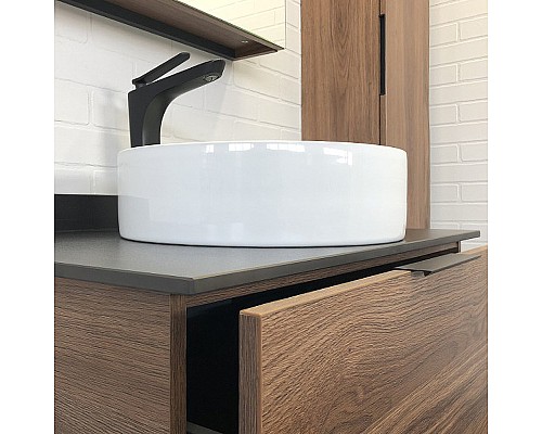 Тумба с раковиной Comforty Порто 75 00-00008926 подвесная Дуб темно-коричневый