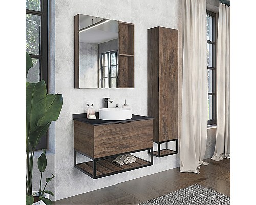 Тумба с раковиной Comforty Порто 75 00-00008926 подвесная Дуб темно-коричневый