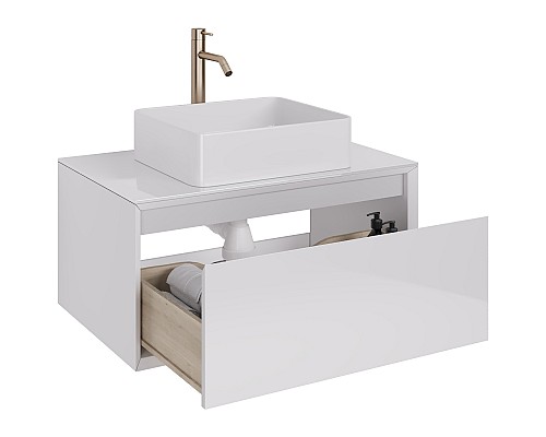 Тумба под раковину Dreja Insight 80 99.9200 подвесная Белый глянец