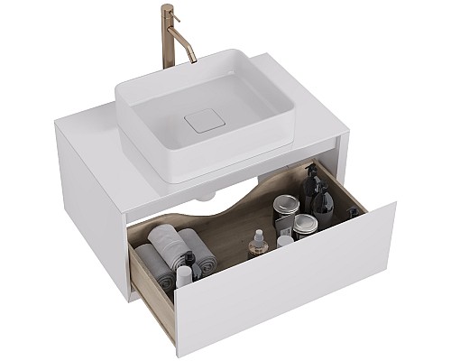 Тумба под раковину Dreja Insight 80 99.9200 подвесная Белый глянец