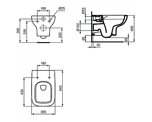 Унитаз Ideal Standard I.Lifе A T471701 подвесной без сиденья