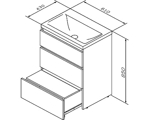 Тумба под раковину AM.PM Gem S 60 M91FSX0602GM Графит матовый