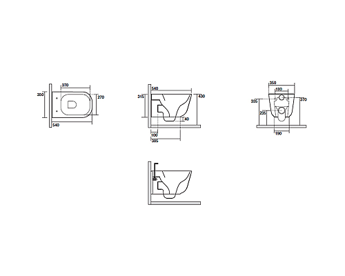 Унитаз Kerasan Tribeca 511489 подвесной Ferro matt без сиденья