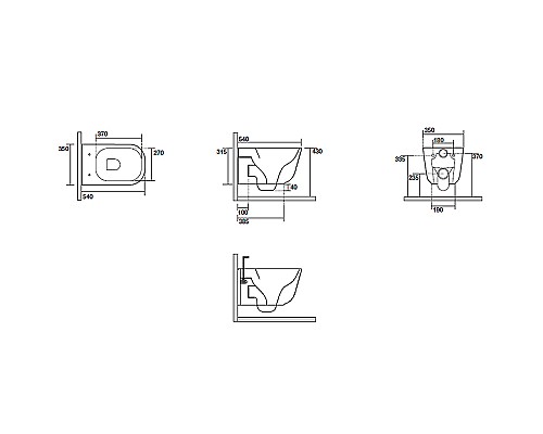 Унитаз Kerasan Tribeca 511489 подвесной Ferro matt без сиденья