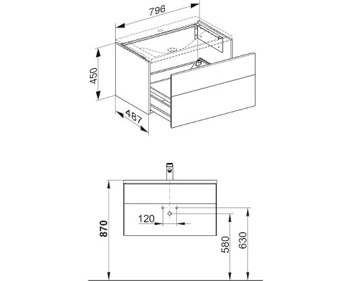 Тумба под раковину Keuco Royal Reflex 80 34060140000 подвесная Трюфель