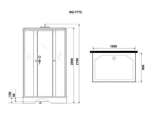 Душевая кабина Niagara Lux 120x90 NG-7772QM без гидромассажа