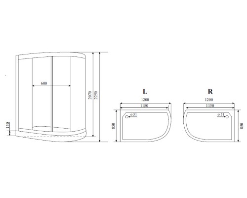Душевая кабина Timo Lux 120x85 T-7702L с гидромассажем