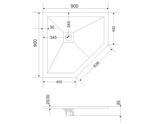 Душевой поддон из искусственного камня Grossman Strong 90x90 Белый