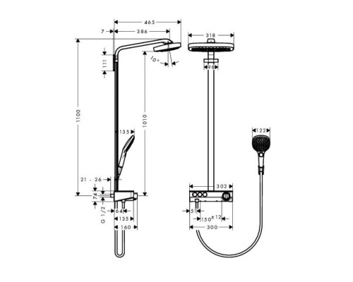 Душевая система Hansgrohe Raindance Select E хром 27127400