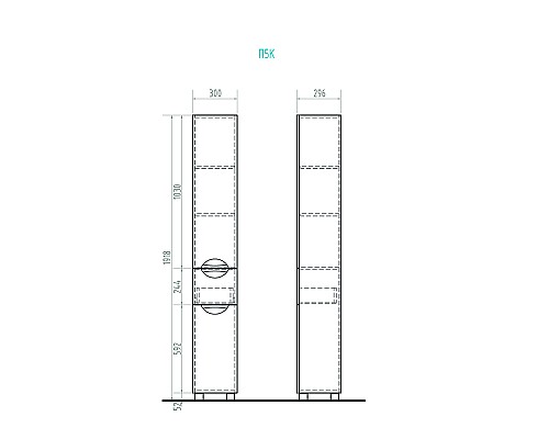 Шкаф пенал Vigo Callao 30 pn.CAL.30 с бельевой корзиной Белый