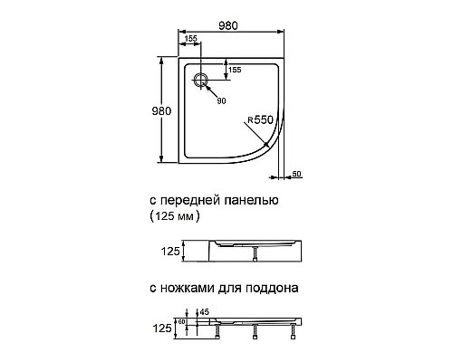 Акриловый поддон Orange E01-100TB/T 100x100 Белый
