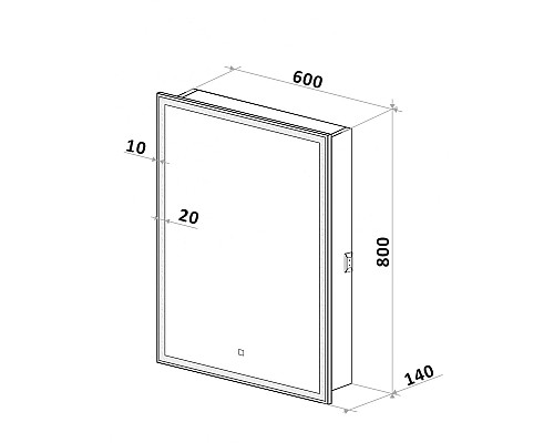 Зеркальный шкаф Art&Max Techno AM-Tec-600-800-1D-L-DS-F с подсветкой с сенсорным выключателем Белый