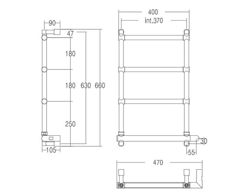 Полотенцесушитель электрический, хром, Margaroli Sole 5423704CRNB