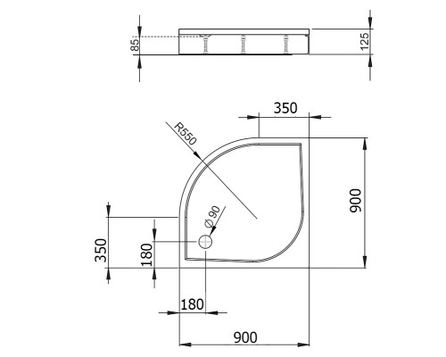 Душевой поддон из искусственного камня Radaway Paros A 90x90x13 белый