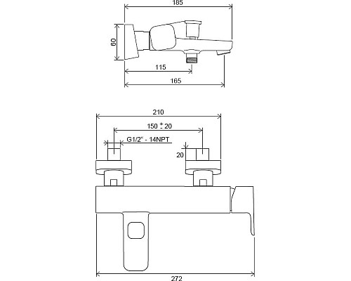 Смеситель для ванны Ravak 10° Free X070152 Черный матовый