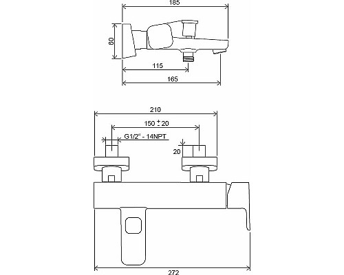 Смеситель для ванны Ravak 10° Free X070152 Черный матовый