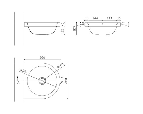 Раковина Nofer 35 13036.A.S Нержавеющая сталь матовая