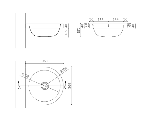 Раковина Nofer 35 13036.A.S Нержавеющая сталь матовая