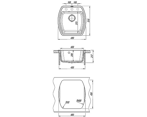 Кухонная мойка Florentina Нире-480 20.190.B0480.201 Жасмин