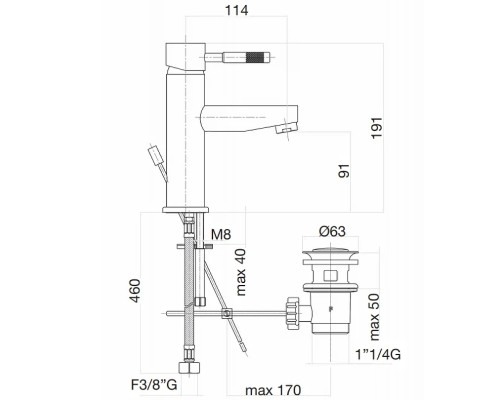 Смеситель для раковины Webert Rimini RI830102010 Золото