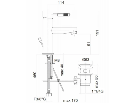 Смеситель для раковины Webert Rimini RI830102010 Золото