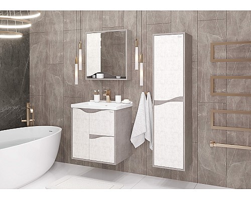 Зеркальный шкаф Onika Брендон 60.00 206084 Камень светлый Бетон крем