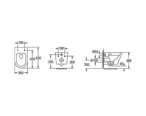 Унитаз Jacob Delafon Rodin+ EDY102-00 подвесной без сиденья