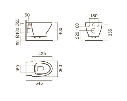 Унитаз Sanitana Pop Art S10078751000000 подвесной без сиденья